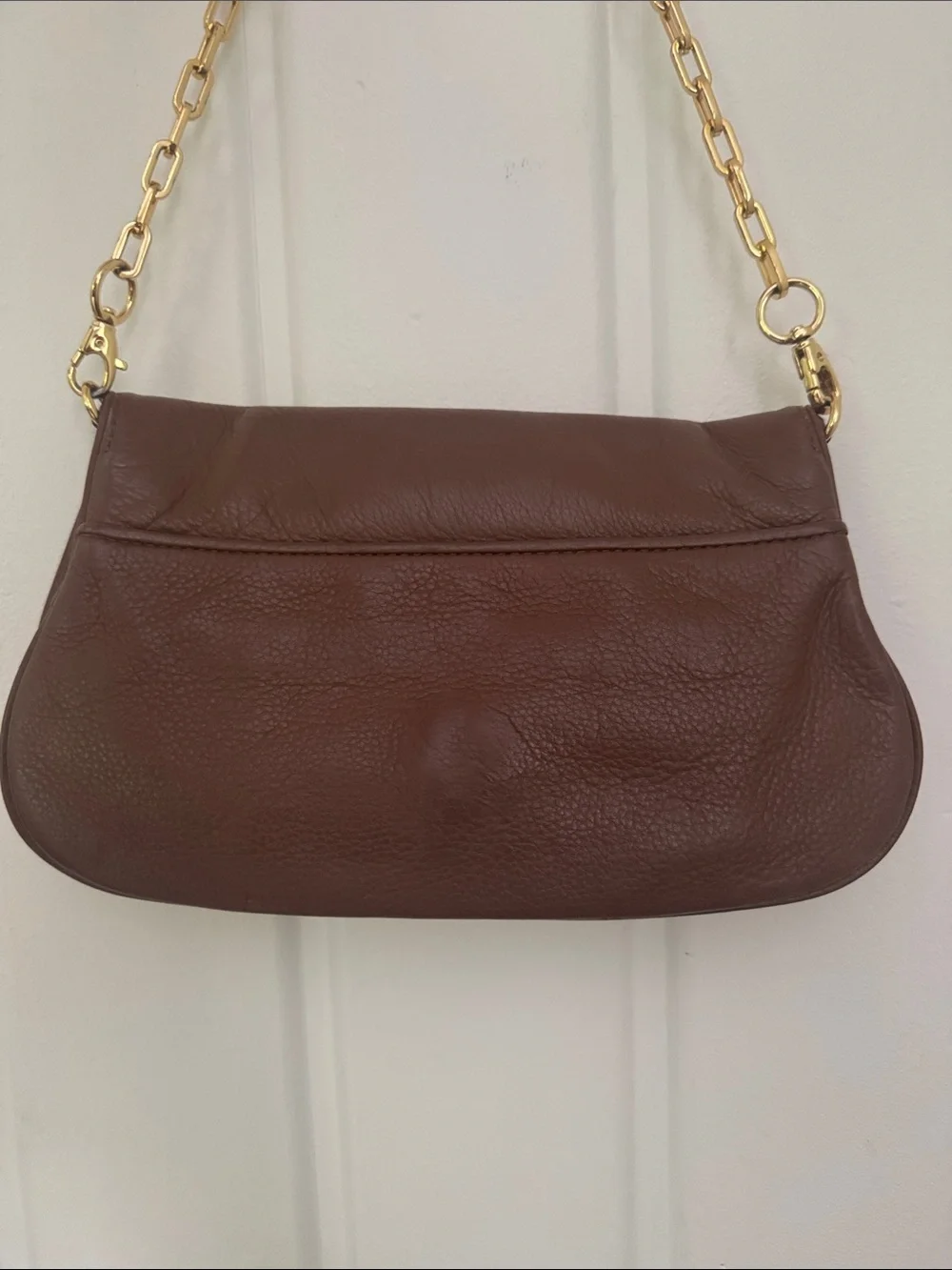 Tory Burch Brown Leather Crossbody with Gold Chain Strap